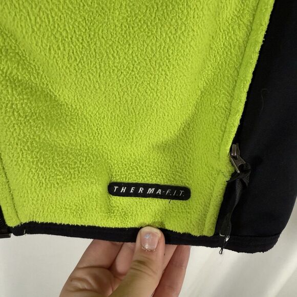 Nike Fleece Vest Women's Large Neon Green Full Zip Therma Fit Zip Pockets - Picture 7 of 13
